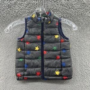 Primark Puffer Vest Baby Boys 12M - 18M Gray Multicolored Stars Puffer Vest
